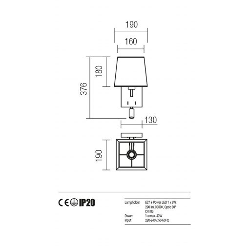 Redo Fali lámpa 01-1147-BR-SCWSQ-BG SAVOY
