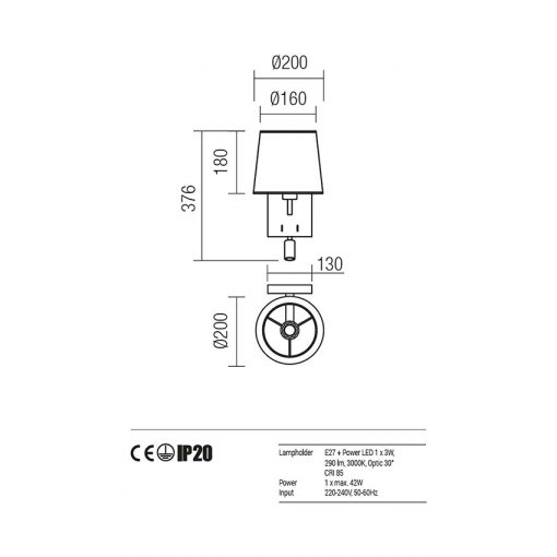 Redo Fali lámpa 01-1147-SN-SCWR-TR SAVOY
