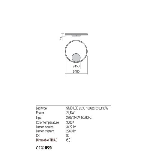 Redo Fali lámpa 01-1700-TRIAC ORBIT