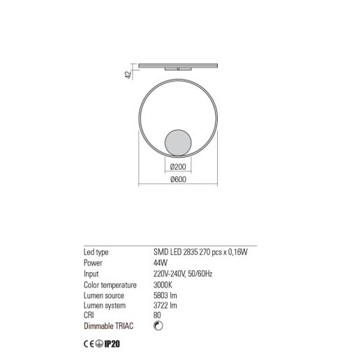 Redo Fali lámpa 01-1705-TRIAC ORBIT