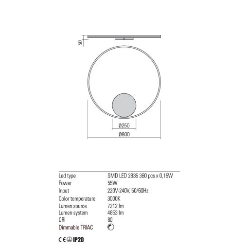Redo Fali lámpa 01-1707-TRIAC ORBIT