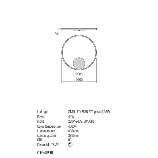 Redo Fali lámpa 01-1906-TRIAC ORBIT