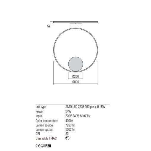 Redo Fali lámpa 01-1910-TRIAC ORBIT