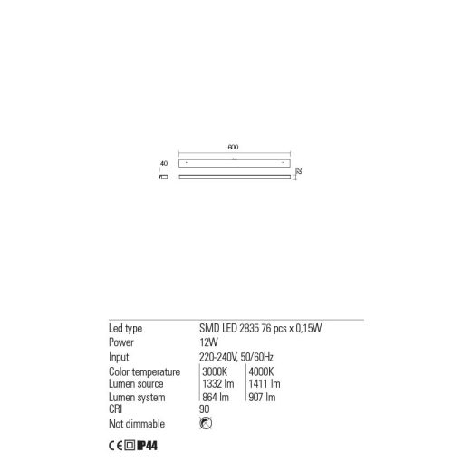 Redo Fürdőszobai lámpa 01-2291 ERMES