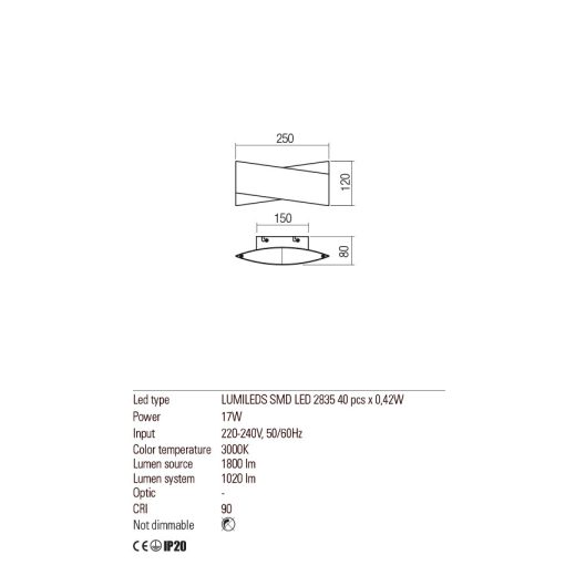 Redo Fali lámpa 01-2381 XAVIER
