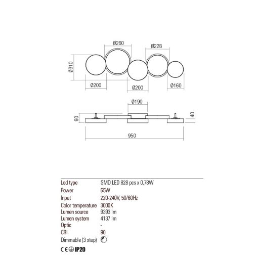 Redo Mennyezeti lámpa 01-2539 CRONOS