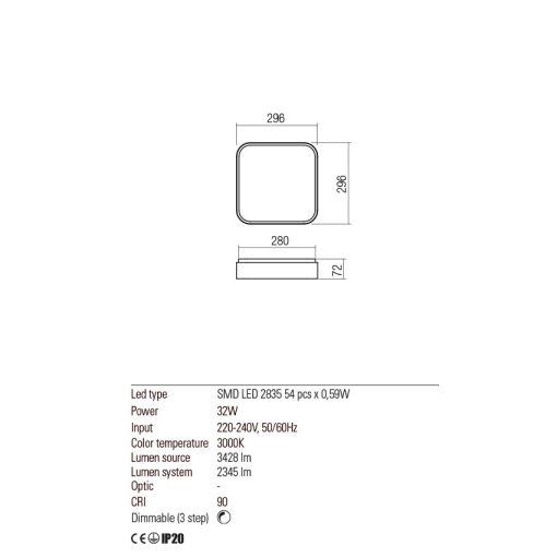 Redo Mennyezeti lámpa 01-2573 YOMO