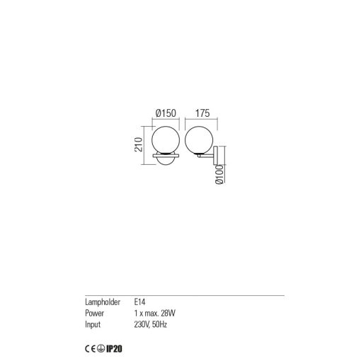 Redo Fali lámpa 01-2640 TALIS