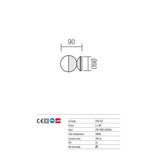 Redo Fürdőszobai lámpa 01-965 PLAYER