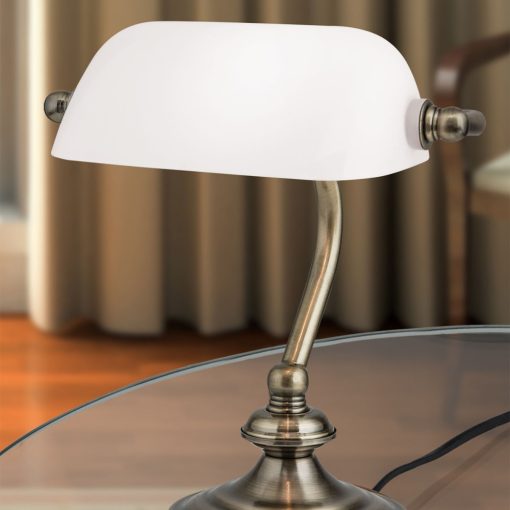 Orion Asztali lámpa OR 4-1165-1 Patina-opal BANKERSLAMP 245444