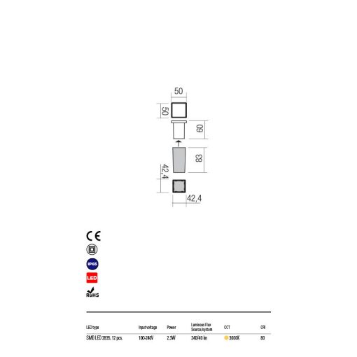 Redo Kültéri falba süllyesztett lámpa XPI 90040