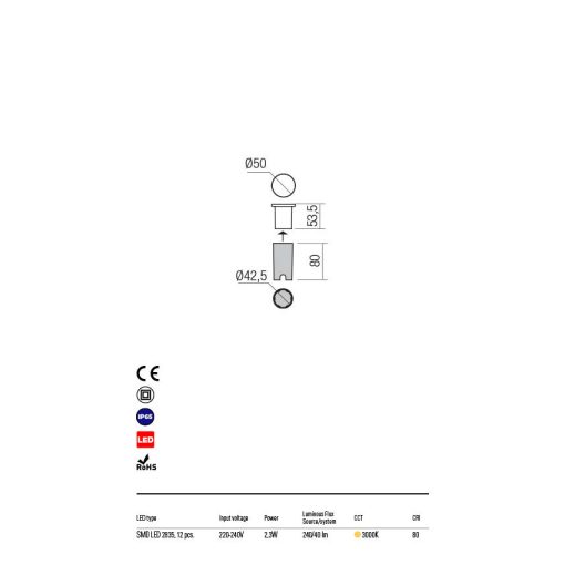 Redo Kültéri falba süllyesztett lámpa XPI 90042