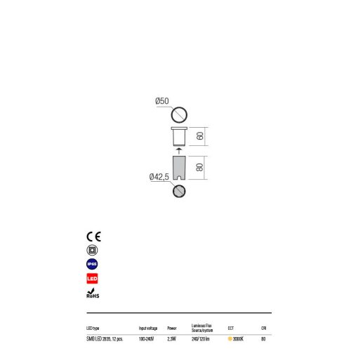 Redo Kültéri falba süllyesztett lámpa XPI 90044