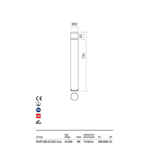 Redo Kültéri álló lámpa POD 90056