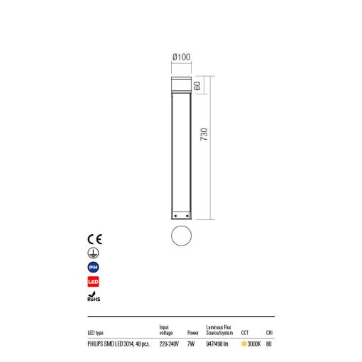 Redo Kültéri álló lámpa POD 90057