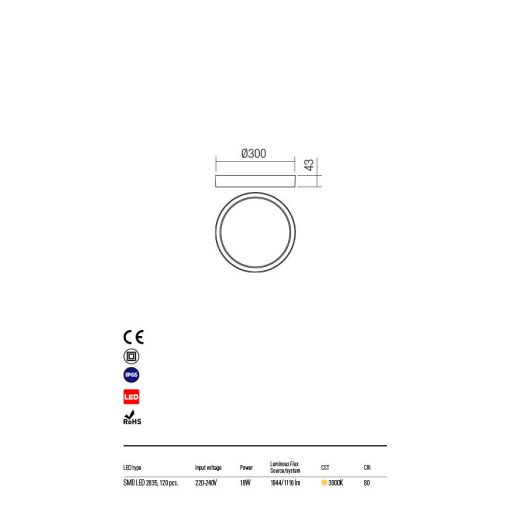 Redo Kültéri mennyezeti lámpa PONZA 90156