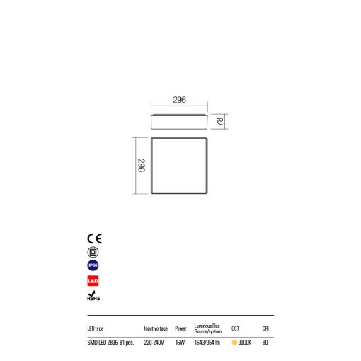 Redo Kültéri mennyezeti lámpa MARINA 90158