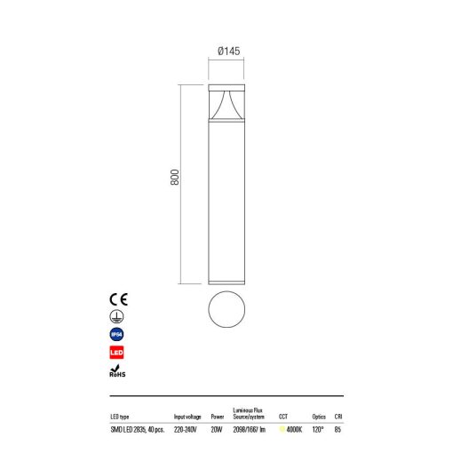 Redo Kültéri álló lámpa PALACE 90164