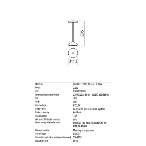  Redo OUT  Kültéri asztali lámpa 90313 SOPHIE