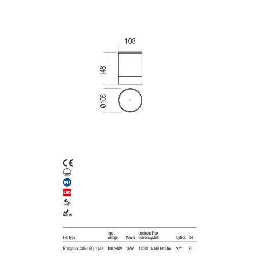  Redo OUT Kültéri mennyezeti lámpa 90359 XILO