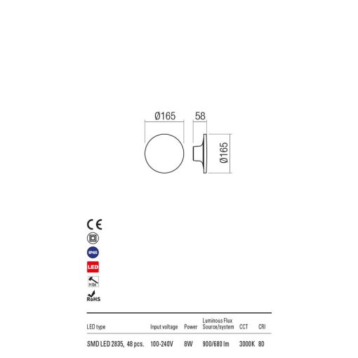  Redo OUT Kültéri fali lámpa 90369 AURA