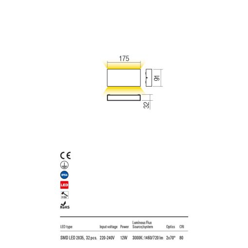  Redo OUT Kültéri fali lámpa 90383 KAMAL