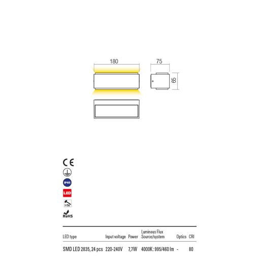  Redo OUT Kültéri fali lámpa 90404 DASH