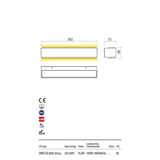  Redo OUT Kültéri fali lámpa 90410 DASH