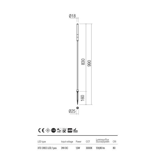 Redo OUT Kültéri álló lámpa 90446 TORCH