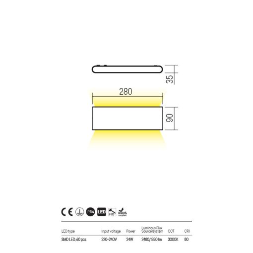  Redo OUT Kültéri fali lámpa 90451 POCKET