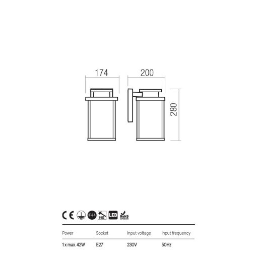  Redo OUT Kültéri fali lámpa 90462 YARD