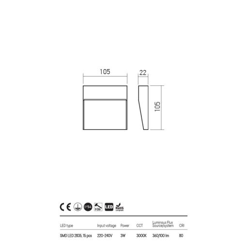  Redo OUT Kültéri fali lámpa 90475 LANDER