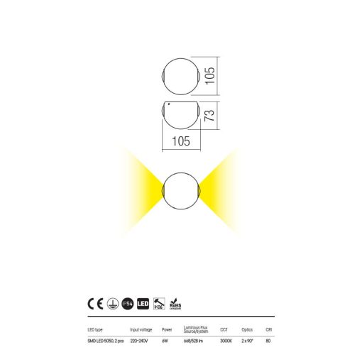  Redo OUT Kültéri fali lámpa 90498 MILESTONE