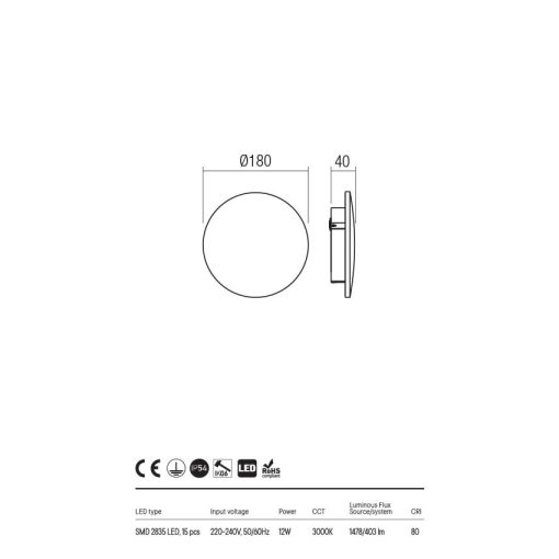  Redo OUT Kültéri fali lámpa 90538 TANIT