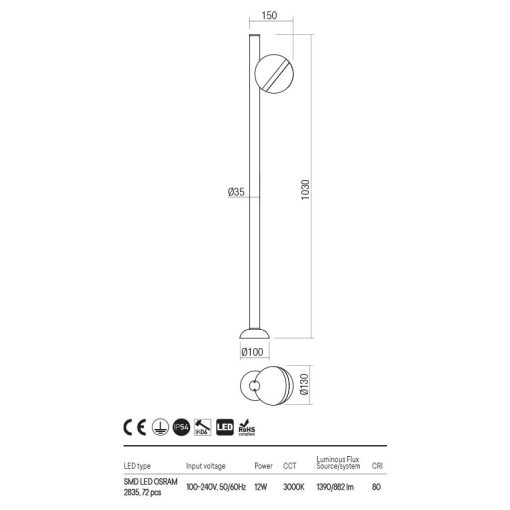  Redo OUT Kültéri álló lámpa 90557 MAGNUS