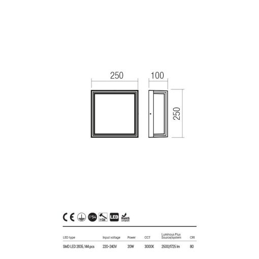  Redo OUT Kültéri mennyezeti lámpa 90565 QUADRIS