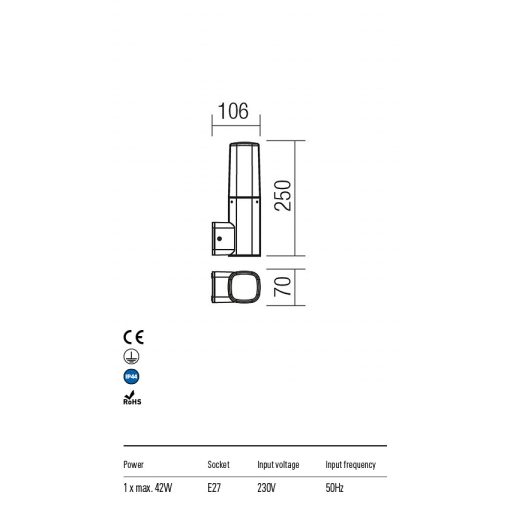 Redo OUT Kültéri fali lámpa 9074 CRAYON