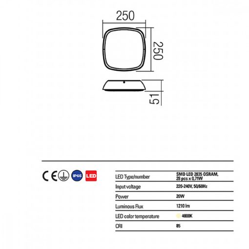 Redo OUT Kültéri mennyezeti lámpa 9543 TWILL