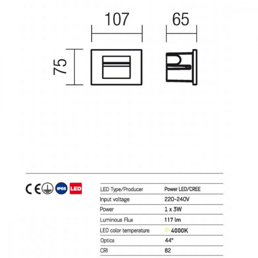Redo OUT Kültéri falba süllyesztett lámpa 9547 INNER