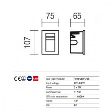 Redo OUT Kültéri falba süllyesztett lámpa 9548 INNER