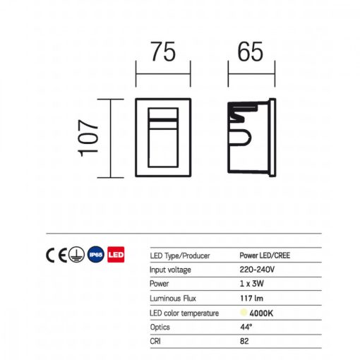 Redo OUT Kültéri falba süllyesztett lámpa 9549 INNER