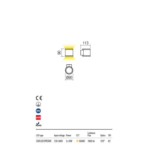 Redo OUT Kültéri fali lámpa 9590 Eta