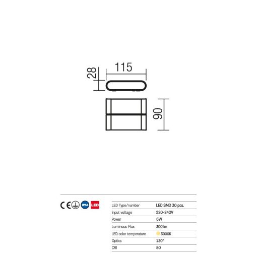 Redo OUT Kültéri fali lámpa 9620 POCKET
