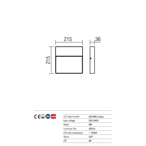 Redo OUT Kültéri fali lámpa 9625 EVEN