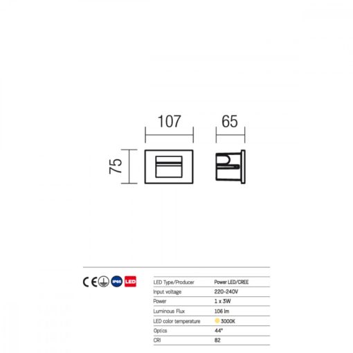 Redo OUT Kültéri falba süllyesztett lámpa 9635 INNER