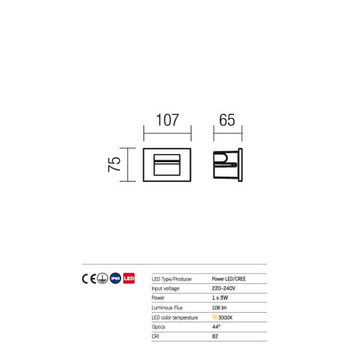 Redo OUT Kültéri falba süllyesztett lámpa 9635 INNER