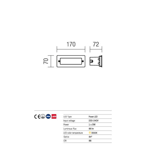 Redo OUT Kültéri falba süllyesztett lámpa 9640 PANO