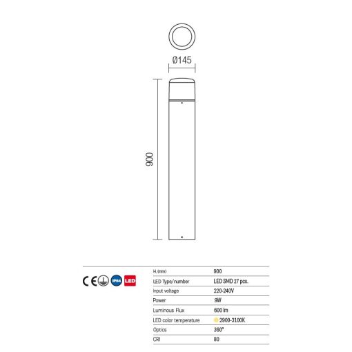 Redo OUT Kültéri álló lámpa 9682 CYCLO