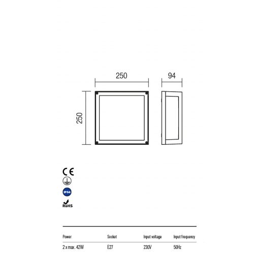 Redo OUT Kültéri mennyezeti lámpa 9892 BRICK