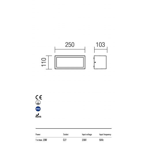 Redo OUT Kültéri fali lámpa 9897 BRICK
